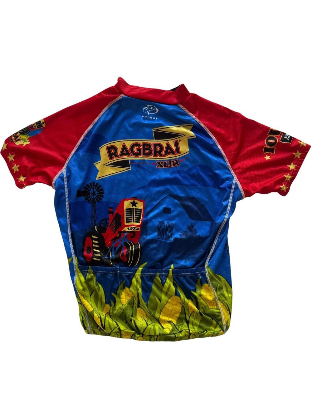 Primal Wear RAGBRAI XLIII Iowa Cycling Jersey Men’s Size S Full Zip Bike Shirt